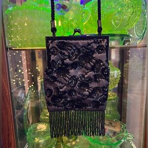 NWOT/NOS Lancôme sequin with beaded fringe cross body purse
